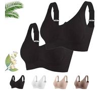 Generico Lekxagabo Bra, Women's Ribbed Adjustable Wireless Bra, Super Firming Wire-Free Push Up Bras, Sculpted Curve (2*Black,L)