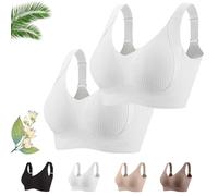 Generico Lekxagabo Bra, Women's Ribbed Adjustable Wireless Bra, Super Firming Wire-Free Push Up Bras, Sculpted Curve (2*White,L)