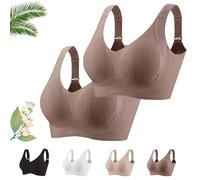 Generico Lekxagabo Bra, Women's Ribbed Adjustable Wireless Bra, Super Firming Wire-Free Push Up Bras, Sculpted Curve (2*Brown,3XL)
