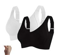 Generico Lekxagabo Bra, Women's Ribbed Adjustable Wireless Bra, Wire-Free Push-Up Comfy LIF, 3D Lift Design No More Sagging (Black+White,S)