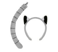 Generico Lemur Animal Ears and Tail Costume Set, Cute Headband Dress-Up Props, Fun Cosplay Accessory for Boys and Girls, Halloween, Carnival, Stage Performance, & Holiday Party