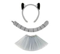 Generico Lemur Costume Headband with Ears and Tail, Animal Dress-Up Accessories for Kids Boys Cosplay Party Halloween Stage Events Carnival Masquerade or Holiday Performances