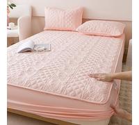 Generico Lenzuolo con Angoli Imbottito E Trapuntato, Impermeabile, con Angoli Extra Profondi, Copriletto Morbido, Coprimaterasso Impermeabile, Antiscivolo, Traspirante,Pink2,180x200cm(71x79inch)