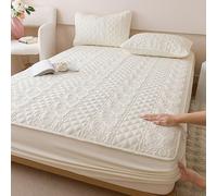 Generico Lenzuolo con Angoli Imbottito E Trapuntato, Impermeabile, con Angoli Extra Profondi, Copriletto Morbido, Coprimaterasso Impermeabile, Antiscivolo, Traspirante,White2,180x220cm(71x87inch)