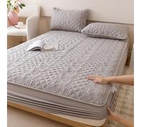 Generico Lenzuolo con Angoli Imbottito E Trapuntato, Impermeabile, con Angoli Extra Profondi, Copriletto Morbido, Coprimaterasso Impermeabile, Antiscivolo, Traspirante,Grey2,200x220cm(79x87inch)