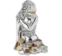 Generico Leonardo Argenti Dea Bendata in Resina, Finitura Argento con Dettagli Dipinti a Mano, 14 cm