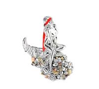 Generico Leonardo Argenti Dea Bendata su Cornucopia, Resina Argento Flashato, 14 cm, Dettagli Dipinti a Mano