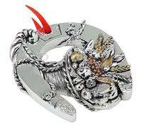 Generico Leonardo Argenti Ferro di Cavallo con Cornucopia in Resina, 10 cm, Argento Flashato con Dettagli Dipinti a Mano