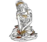 Generico Leonardo Argenti Statua Decorativa Dea Bendata in Resina Argentata, 11 cm, Dettagli in Oro