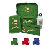 Generico Leone Set completo Zaino Scuola Portapastelli Astuccio e Borraccia Personalizzati Con Nome Bambini Materna Elementari Asilo Medie Unisex Zainetto Bimbo Bimba Borsa Studenti Made in Italy