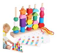 Generico Lernspielzeug zum Fädeln | Fädelspielzeug aus Holz | -Vorschulaktivität zur Farb- und Formerkennung | Für Kleinkinder, Frühes Lernen, Heimschule, Kindergarten, Geschenk, Kognitive Entwicklun