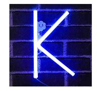 Generico Lettera al neon, LED lettera alfabeto luci batteria e USB operato lettera blu luce al neon segno decorativo illuminare le parole lettere luci (K)