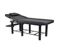 Generico Lettino da massaggio professionale fisso, schienale regolabile in PU, schiuma spessa, poggiatesta rimovibile, vano portaoggetti inferiore, per massaggi, parrucchieri, centri benessere (nero)