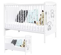 Generico Lettino per bambini Ted con kit di trasformazione e materasso 60x120cm
