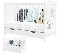 Generico Lettino Ted con materasso, cassetto e kit di trasformazione 120x60 cm - cresce insieme al vostro bambino