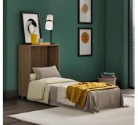 Generico Letto a Scomparsa Magic Noce Chiaro - Salvaspazio, Richiudibile con Materasso Incluso - 100% Made in Italy, Rete ortopedica pieghevole