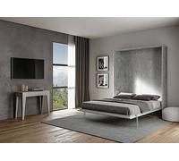 Generico Letto a Scomparsa Verticale Aretusa, 160 cm, Cemento, Salvaspazio