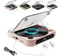Generico Lettore CD Portatile, Lettore CD Portatile Compatibile con Bluetooth, con Cuffie, Supporta CD/USB/BT E modalità di Ripetizione, Mini Lettore Ricaricabile per Casa, Viaggio, Ufficio,Pink