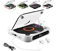 Generico Lettore CD Portatile Yuguz, Lettore CD Bluetooth Portatile con Cuffie e Altoparlanti, Lettore CD Ricaricabile con Bluetooth 5.3, Supporta CD/USB e ripeti,White
