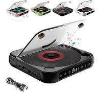 Generico Lettore CD Portatile Yuguz, Lettore CD Bluetooth Portatile con Cuffie e Altoparlanti, Lettore CD Ricaricabile con Bluetooth 5.3, Supporta CD/USB e ripeti,Black