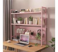 Generico Libreria da scrivania a 2 Livelli e Supporto espositivo - Mobiletto in Metallo Regolabile per Ufficio e dormitorio, Design con Pannello Forato, libreria Multiuso, Rosa (55x22x)
