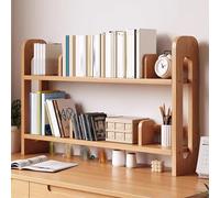 Generico Libreria da Scrivania a 2 Ripiani for Ufficio, Organizer Scrivania in Legno for Dormitorio con Fermalibri Mobili, Espositore Decorativo