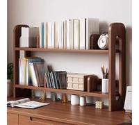 Generico Libreria da Scrivania a 2 Ripiani for Ufficio, Organizer Scrivania in Legno for Dormitorio con Fermalibri Mobili, Espositore Decorativo