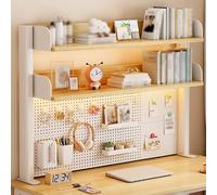 Generico Libreria Da Scrivania Con Pannello Forato, Scaffale Da Scrivania Con Morsetto Per Computer, Supporto Da Tavolo A 3 Ripiani Per Dormitorio Ufficio(2 Tier,L 88cm/34.64in)