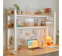 Generico Libreria da scrivania in Metallo a 3 Ripiani con tappetini silenziosi - Espositore Indipendente per Ufficio, dormitorio, Scuola e Camera da Letto - Giallo, 95 cm - Organizzatore da scrivania