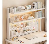 Generico Libreria Da Scrivania Per Computer, Scaffale Da Scrivania A 2 Ripiani Con Pannello Forato, Libreria Da Tavolo Con Morsetto Per Dormitorio(2 Tier,L 68cm/26.77in)