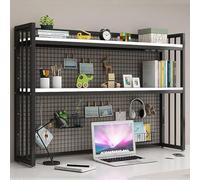 Generico Libreria da scrivania Regolabile a 2 Ripiani - Organizzatore di Ripiani in Legno per Ufficio Domestico e scrivania del Computer, espositore Nero (Dimensioni: 41"x9"x35") - Perfetto per Libri