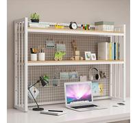Generico Libreria da scrivania Regolabile a 2 Ripiani - Organizzatore per Ripiani in Legno per Ufficio Domestico, scrivania per Computer, scaffale portaoggetti (Dimensioni: 85x24x89 cm, Colore: Bianc