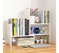 Generico Libreria Da Scrivania Regolabile, Piccola Organizer Da Scrivania In Legno, Estensibile Scaffale Espositivo Da Tavolo Per CD Riviste Libri File(White,Width 20cm/7.87in)