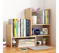 Generico Libreria Da Scrivania Regolabile, Piccola Organizer Da Scrivania In Legno, Estensibile Scaffale Espositivo Da Tavolo Per CD Riviste Libri File(Light Walnut,Width 15cm/5.9in)
