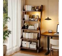 Generico Libreria Girevole in Legno a 5 Ripiani, Scaffale Aperto Rustico, Libreria a Terra for Soggiorno, Camera da Letto, Ufficio, Decorazione Espositiva
