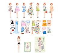 Generico Libri di Adesivi per Ragazze, Giochi di finzione e apprendimento | Giochi di attività per libri di adesivi per vestire la principessa per vacanze festive, viaggi, auto, strada