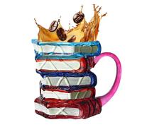 Genérico Libri Impilati Tazza di Caffè, Tazza di Caffè Libresca in Vetro Dipinto, Per Bevande Fredde O Calde Regalo Colorato Per Lettori E Amanti Letterari