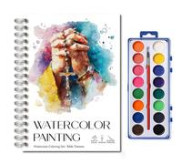 Generico Libro da Colorare ad Acquerello con Versetti Biblici Cristiani, Libro di Pittura Religioso con Rilegatura a Spirale e 12 Pagine Illustrate, Libri d'Arte e Fede per Principianti (1 set)