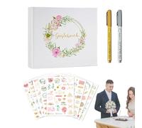 Generico Libro degli Ospiti per Matrimonio,Forniture per Feste Floreali con Penne - Libro per Firma Ospiti in Lingua Tedesca - per Sposi Baby Shower Fidanzamento Rinnovo Voti Riunione Familiare