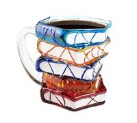 Generico Libro Dipinta - Caffè Borosilicato 350ml | Resistente Calore Impugnatura Ergonomica Colorata Per Amanti Libri Casa Campeggio Dormitorio Appartamento Biblioteca Cucina