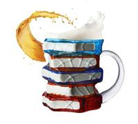 Generico Libro Dipinta,Con Pila Di Libri Da Biblioteca - Portabevande Colorato Per Donne Uomini Amanti Della Lettura Amici