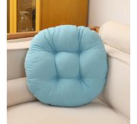 Generico Light Blue,D 60cm/24 Cuscino per Sedile in Cotone e Lino Ispessito, Cuscino Rotondo Semplice e Traspirante per Sedia, Cuscino per Seduta e Schienale in Tessuto Tatami