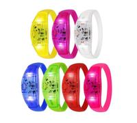 Generico Light Up Bracelets - Voice Activated Glow Comfortable Accessories 7 Pieces | Kids Glow Bracelets | Sound Control Flashing Silicone Music Activated Jewelry For Children Boy Girl Night Event