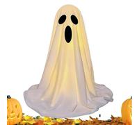 Generico Light Up Ghost, Halloween Tabletop Decoration with String Lights, Mantel Halloweens Decor, Indoor Outdoor Scary Ornament, Glowing Ghost for Porch Wall Door, 5.12x5.12x14.57 Inches