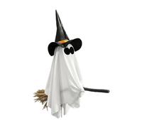 Generico Lighted Halloween Swing Ghost On Broom Remote Control Decor