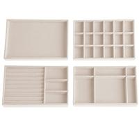 Generico Lighterday Vassoi Organizer Gioielli Set di 4 Impilabili Gioielli VassoioPortagioielli Cassetto Organizer Gioielli da Cassetti,VassoioVelluto per Bracciale Collana Anello Orecchino (Beige)
