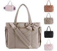 Generico Lightweight Crush Bow Tote Bag For Women,Crush Bow Tote Bag for Women,Suitable for Women's Daily Commuting,Shopping, Travel (Camel)