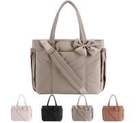 Generico Lightweight Crush Bow Tote Bag for Women, Crush Bow Tote Bag, Stylish Handbag for Daily Commuting, Shopping, Travel (Grey)
