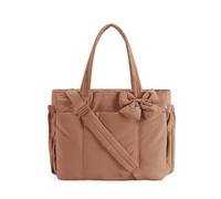 Generico Lightweight Crush Bow Tote Bag For Women, Crush Bow Tote Bag, Stylish Handbag for Work, Travel, Beach, Shopping (Brown)
