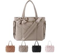 Generico Lightweight Crush Bow Tote Bag for Women, Stylish Handbag Crush, Bow Tote Bag for Daily Commuting, Shopping, Travel (Grey)
